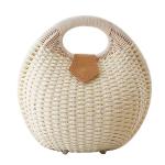 "Miche Handbag Shells: Cute Hard Shell Straw Rattan Bag – Stylish Small Round Beach Tote for Women"