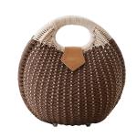 "Miche Handbag Shells: Cute Hard Shell Straw Rattan Bag – Stylish Small Round Beach Tote for Women"