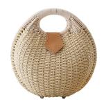 "Miche Handbag Shells: Cute Hard Shell Straw Rattan Bag – Stylish Small Round Beach Tote for Women"