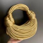 Gold Luxury Handwoven Noodle Bag - Chic Designer Evening Clutch