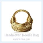 Gold Luxury Handwoven Noodle Bag - Chic Designer Evening Clutch