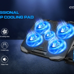 COOLCOLD Laptop Cooling Pad (12-17 Inches), with 5 Quiet Fans & Phone Holder.