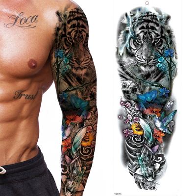 Transform Your Look with Our Waterproof Temporary Tattoo Sticker - Unleash Your Inner Tiger and Butterfly