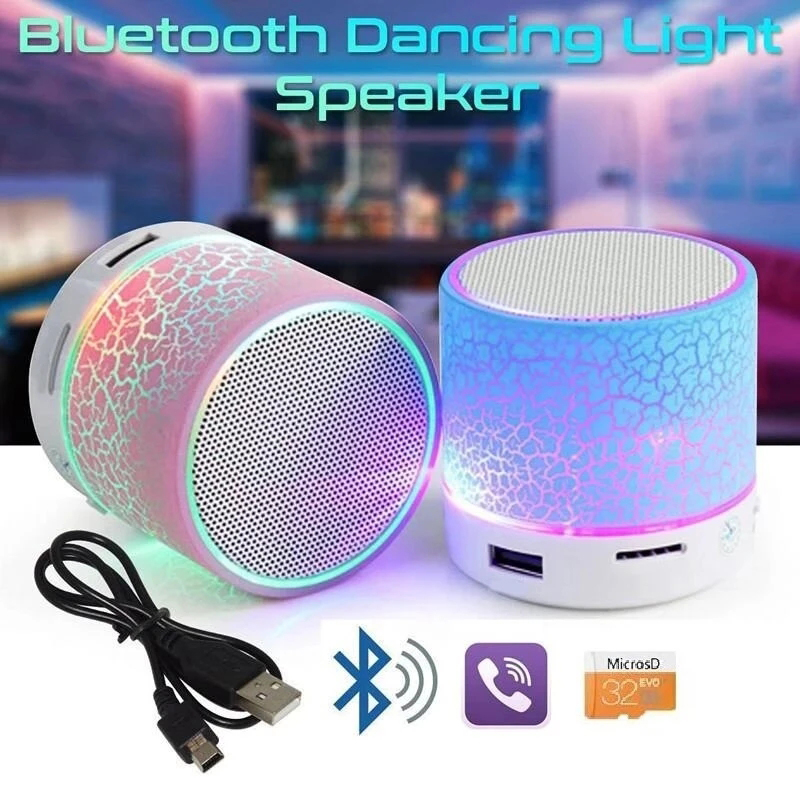GrooveBeat Mini: Portable Bluetooth Speaker with Colorful LED Light & MP3 Playback