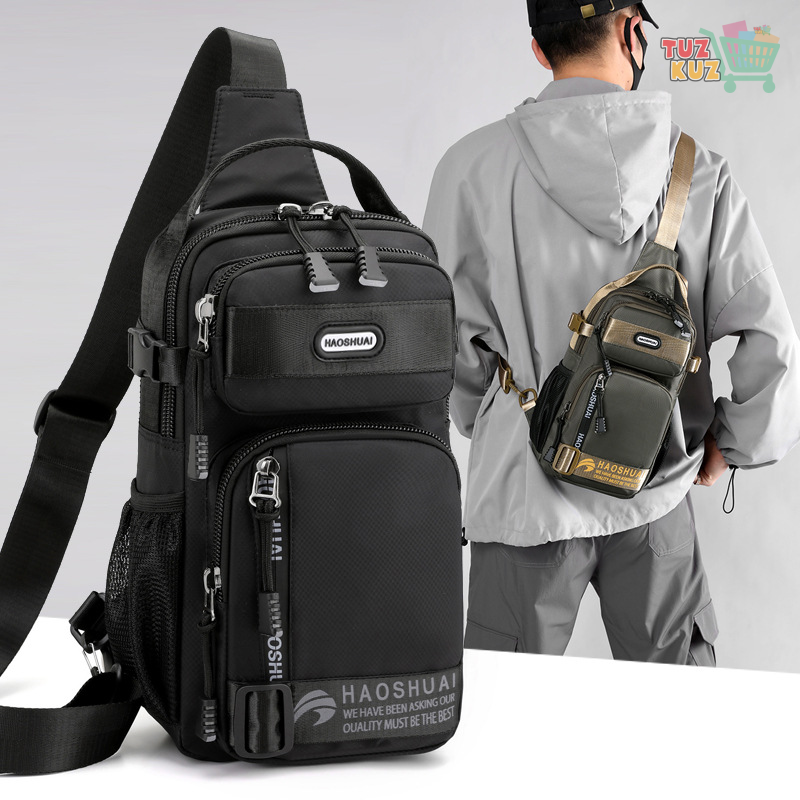 Versatile Men's Chest Bag: Waterproof Nylon Backpack for Functional Travel