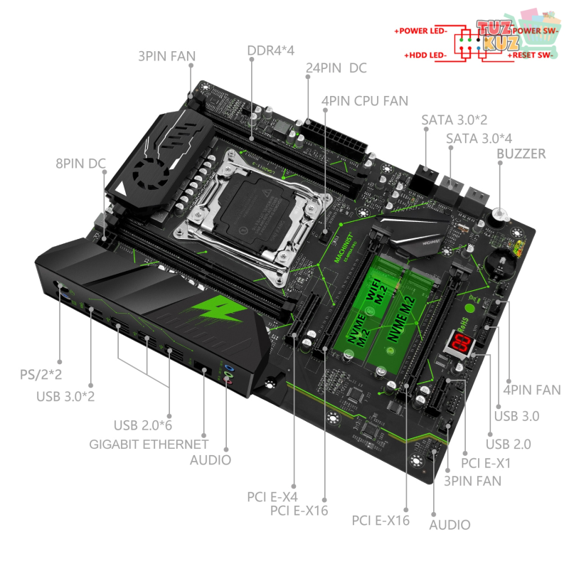 MACHINIST X99 Motherboard Kit With Inte E5 2670 V3 CPU Processor