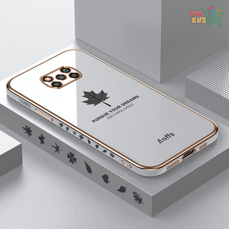 Luxury Square Maple Leaf Plating Silicone Case