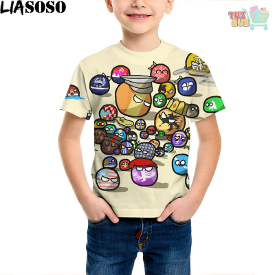 LIASOSO Countryball Polandballs Funny 3D Printed Kids T-shirts