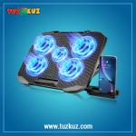 COOLCOLD Laptop Cooling Pad (12-17 Inches), with 5 Quiet Fans & Phone Holder.