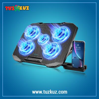 COOLCOLD Laptop Cooling Pad (12-17 Inches), with 5 Quiet Fans & Phone Holder.