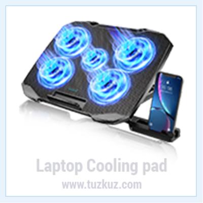 COOLCOLD Laptop Cooling Pad (12-17 Inches), with 5 Quiet Fans & Phone Holder.