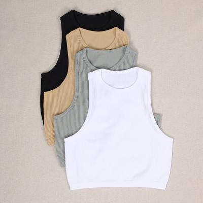 Crop Top Women Solid Basic T-shirts Vest