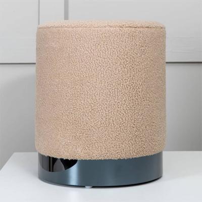 "Introducing the 'Benji' Pouffe: Venture into Comfort in Teddy Beige and Black, Sized 35x35x42.5 cm"
