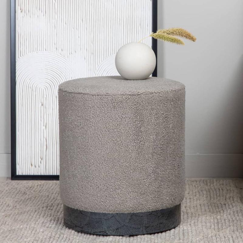 Renew Your Home with Venture Home Pouffe "Benji" in Teddy Black and Greige