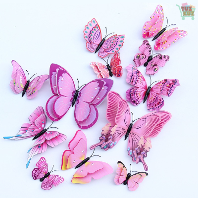 12pcs 3D Double Layer Butterflies Wall Stickers