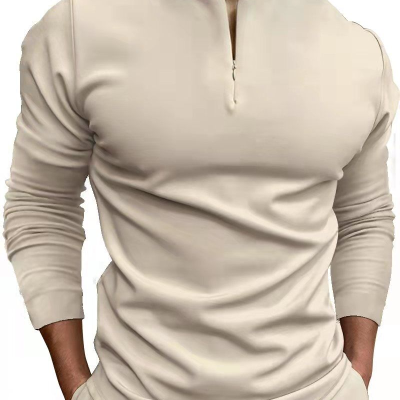 Men's Casual Polo Shirt Sleeve Zipper