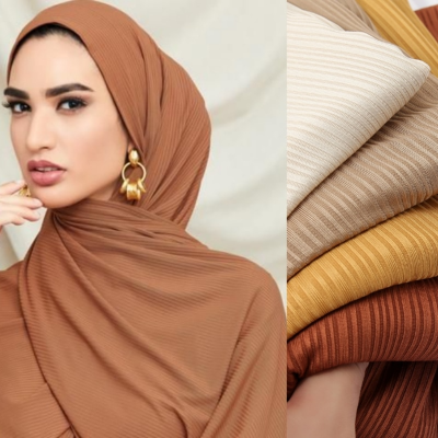 Ribbed Cotton Jersey Hijab Scarf Long Shawl