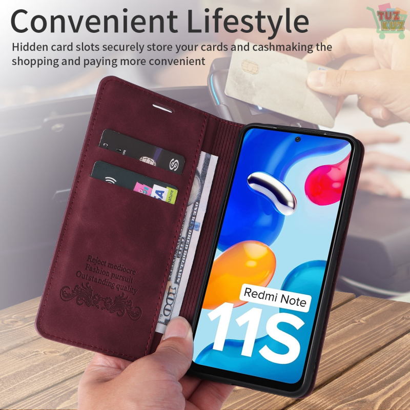 Flip Leather RFID Blocking Wallet Case For Xiaomi Redmi