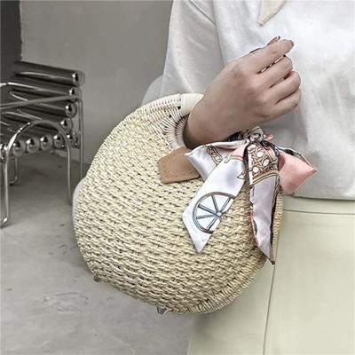 "Miche Handbag Shells: Cute Hard Shell Straw Rattan Bag – Stylish Small Round Beach Tote for Women"