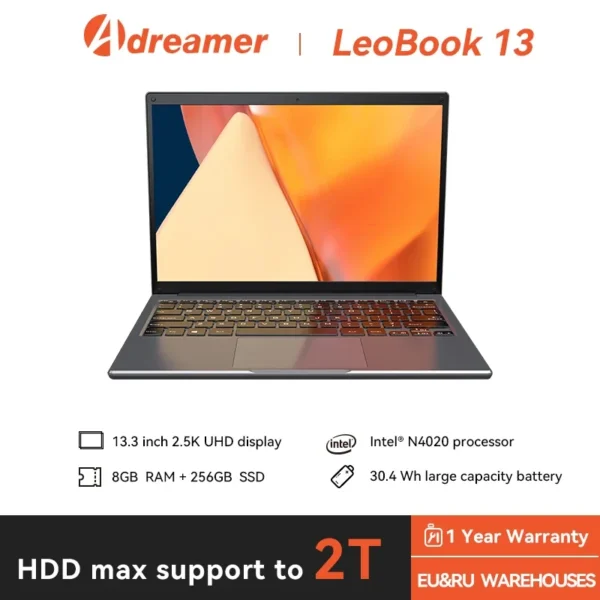 Adreamer Laptop 8GB RAM 1TB SSD Computer 13.3-inch Intel Notebook 2560X1600 Resolution Celeron N4020 Portable Computer | Tuzkuz Retails