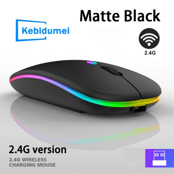 2.4GHz Wireless Mouse Charging Luminous USB Mouse Gamer RGB LED Office Quiet Portable Mouse For Tablet Phone PC Laptop 1600DPI | Tuzkuz Retails