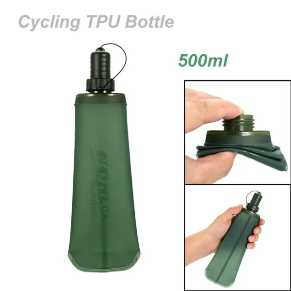 500ml TPU Outdoor Sport Bottle Folding Soft Flask Drink Water Bottle for Running Camping Hiking Bicycle Fitness Water Bag | Tuzkuz Retails