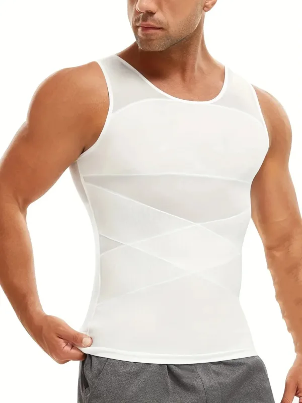 Men's Breathable Compression Tummy Control Undershirt Slimming Body Shaper Sleeveless Tank Top Shaping Spring/Summer Sweatshirt | Tuzkuz Retails