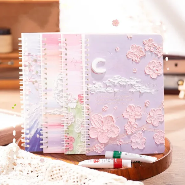 Thickened Anime Oil Painting Cover Notebook Creative A5 Coil Book Horizontal Line Inside Page Notepad Journal School Supplies | Tuzkuz Retails