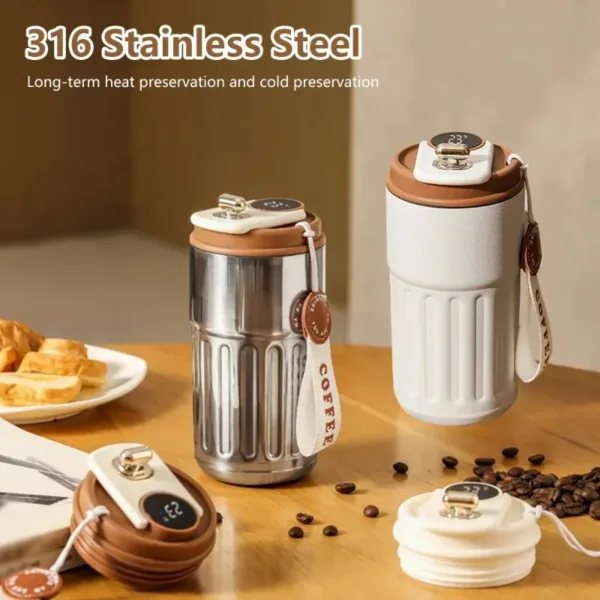 316 Stainless Steel Smart Thermos Bottle LED Temperature Display Coffee Cup Portable Vacuum Flasks Thermoses Office Household | Tuzkuz Retails