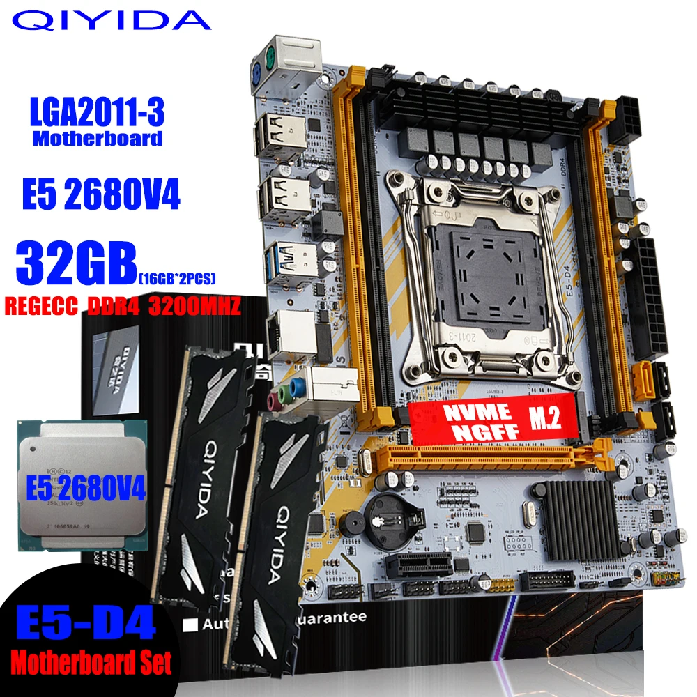 X99 motherboard LGA 2011-3 QIYIDA Set Kit Xeon E5 2680 V4 DDR4 ECC RAM